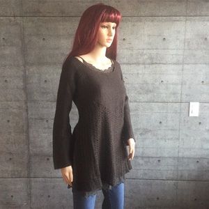 Pinko open weave sweater tunic with lace slip.S.